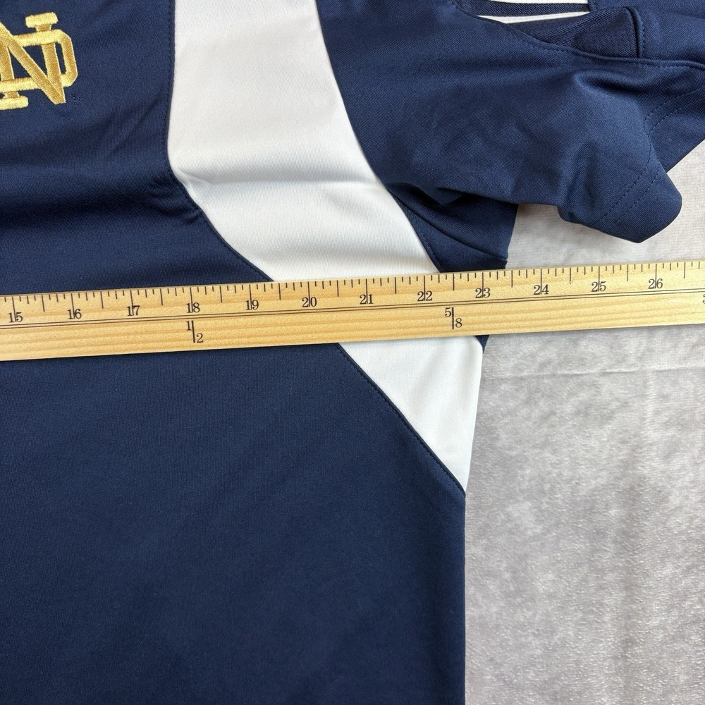 Notre Dame Fighting Irish Adidas Polo Shirt Mens L Blue NCAA‎ 3 Stripe College - Picture 6 of 7